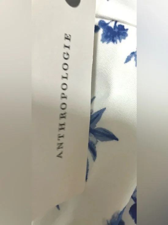 Anthropologie Maeve White/Blue Floral Print Peplum Top/Sleeveless: M - Picture 7 of 8